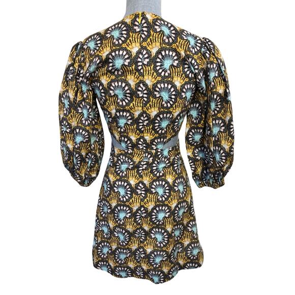 Alexis Yellow Orissa Side Cut Out Puff Sleeve Mini Dress Size Small Wedding - Picture 2 of 9